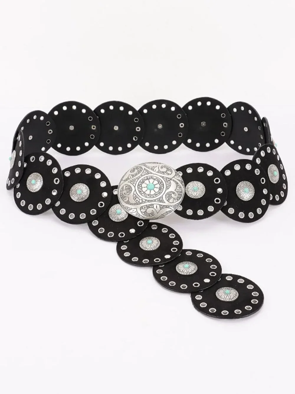 BNWT Rivets Faux Suede Statement Western Disk Boho Belt